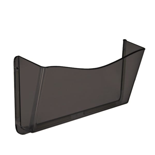 Dark Gray/Smoke Colored Single Pocket Wall File, Double Sided Tape, 4-Pack